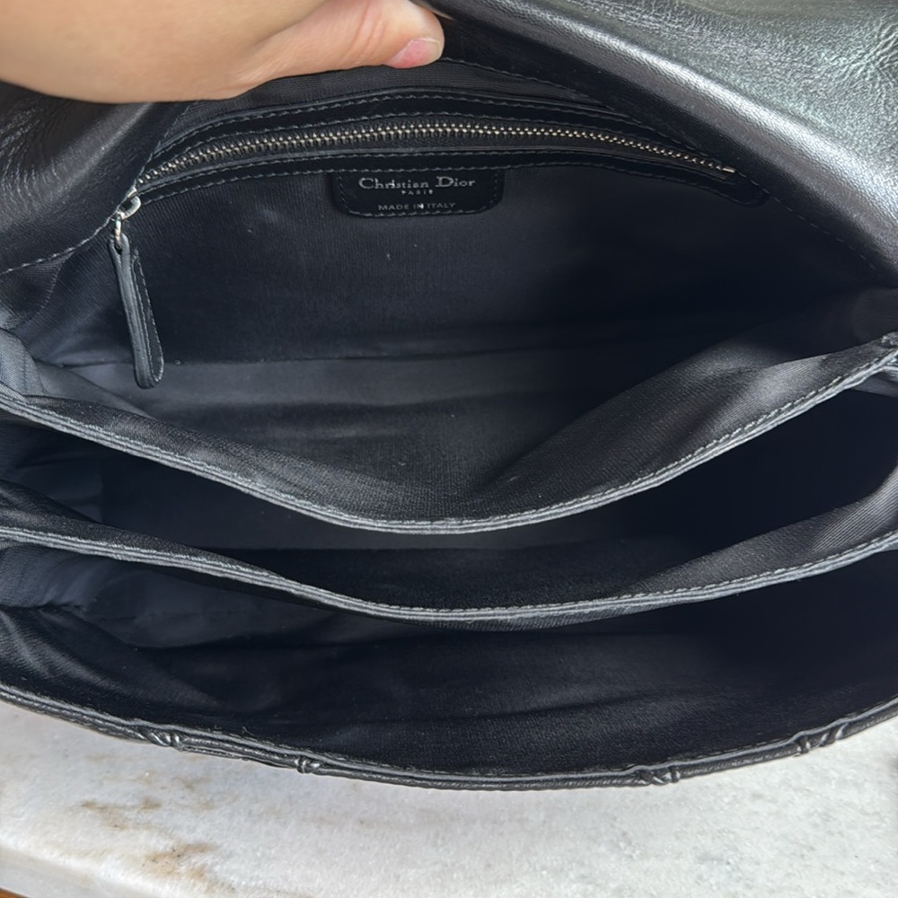 Dior Miss Dior New Lock Ruffle Trim Shoulder Bag (Medium) in Black Lambskin - Picture 8 of 12